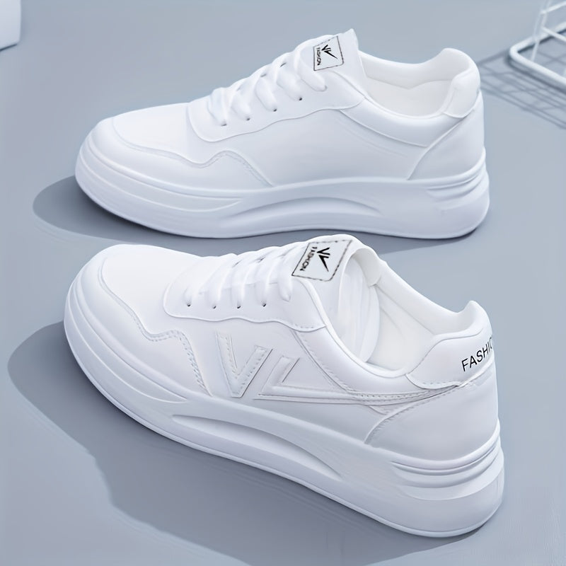 Women's Letter Decor Platform Shoes Casual Lace Up Outdoor Sneakers