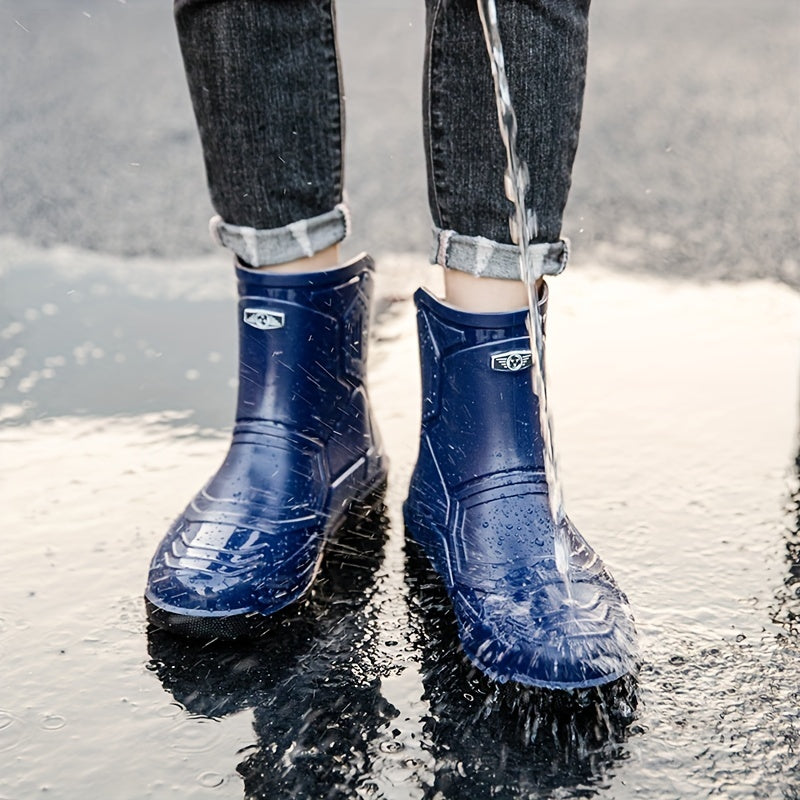 Men's Mid Top Rain Boots Waterproof Non-slip Galoshes