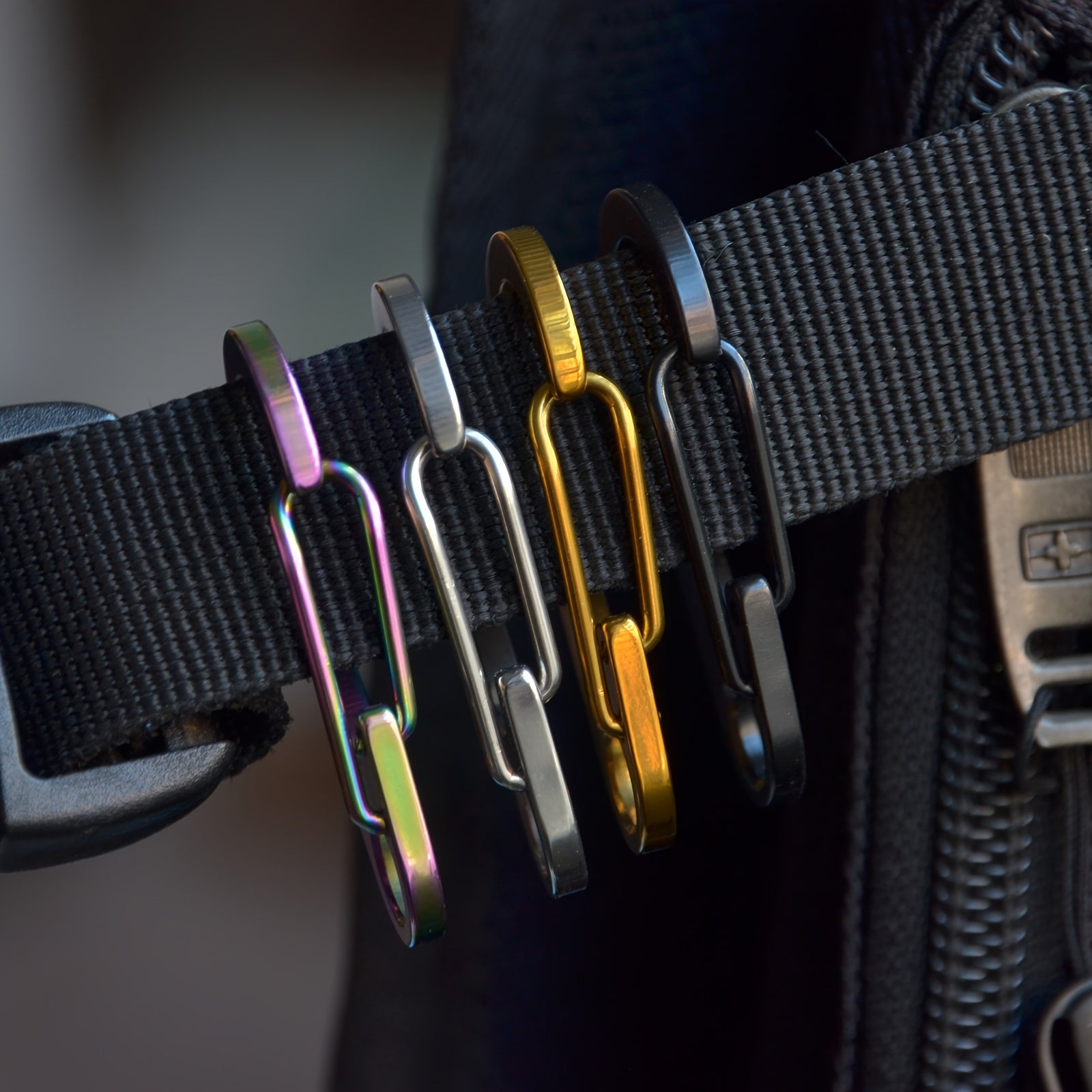 4pcs Stainless Steel Spring Buckle Keychain for Outdoor Camping
