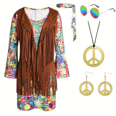 Hippie Printed Costume for Halloween Disco Party