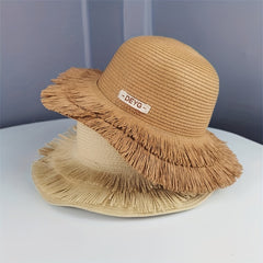 Stylish Sun Hat Double Layer Tassel Vintage Straw Hat