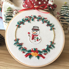 Christmas Cross Stitch Kit Set With Embroidery Hoop Needlepoint