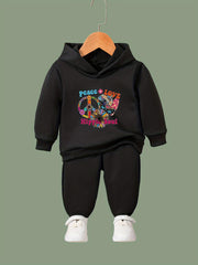 2pcs Peace Love Hippie Soul Girls Activewear Set