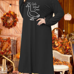 Lounge Dress Women's Plus Goose & Letter Print