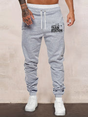 Print Men s Drawstring Sweatpants Pocket Casual Comfy Jogger Pants