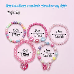 5pcs Butterfly Love Beaded Bracelet Set For Kids