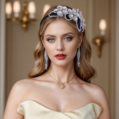 Vintage Floral Bridal Headpiece with Crystals