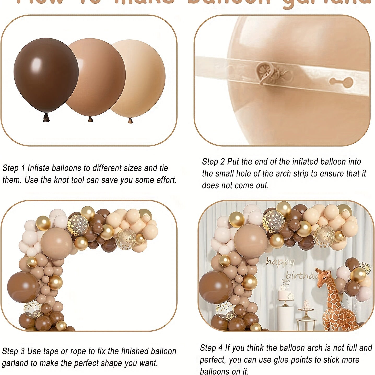 Coffee Theme Happy Birthday Balloon Set with Garland Arch Kit