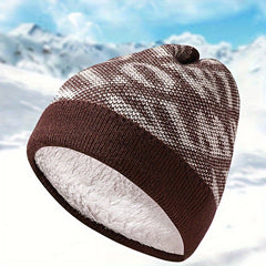 Men's Winter Warm Hat Letter Pattern Beanie Hat Coldproof Knitted Hat