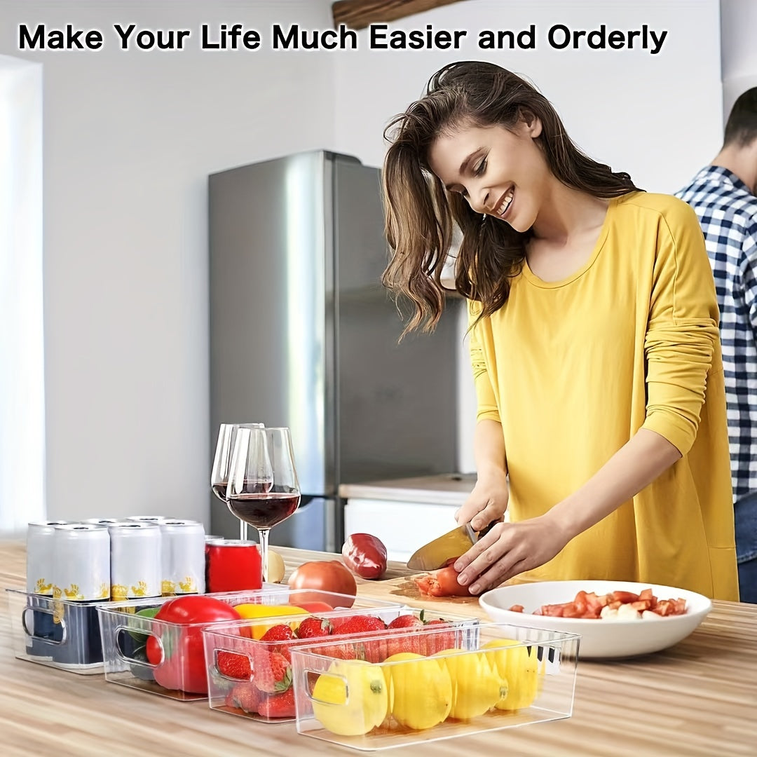 10pcs Stackable Refrigerator Organizer Bins Clear Kitchen Container