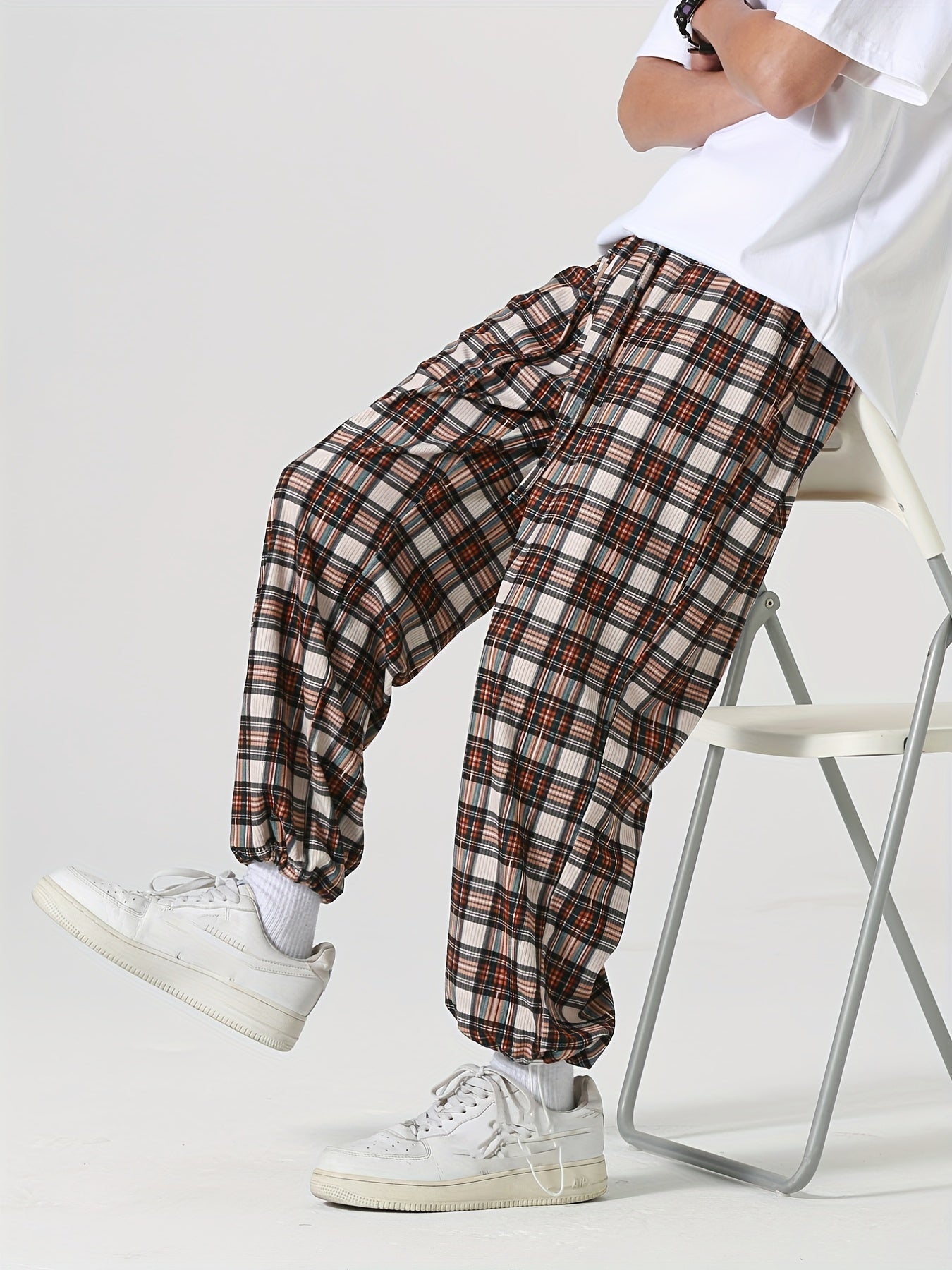 Men's Plaid Casual Cropped Pants