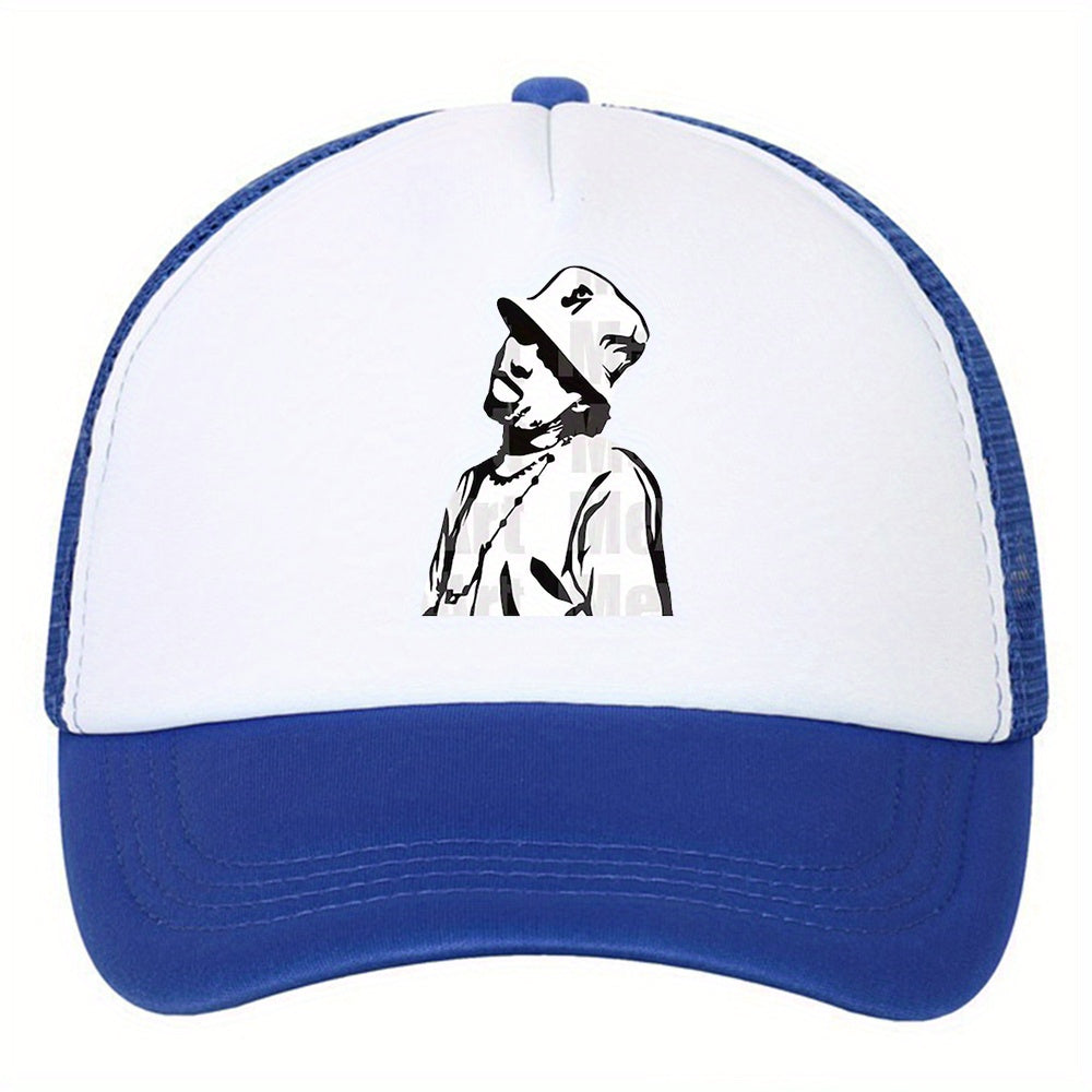 Rapper Print Baseball Hat Hip Hop Outdoor Sunshade Dad Trucker Fishing Hat