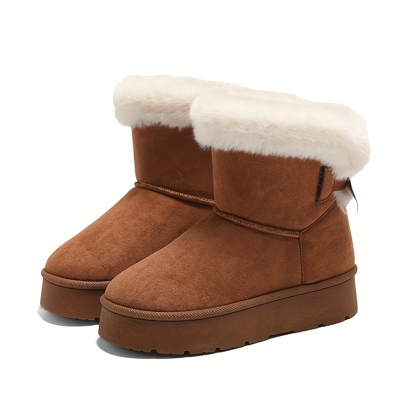 Thick Sole Non Slip Snow Boots Plush Lined Furry Winter Shoes