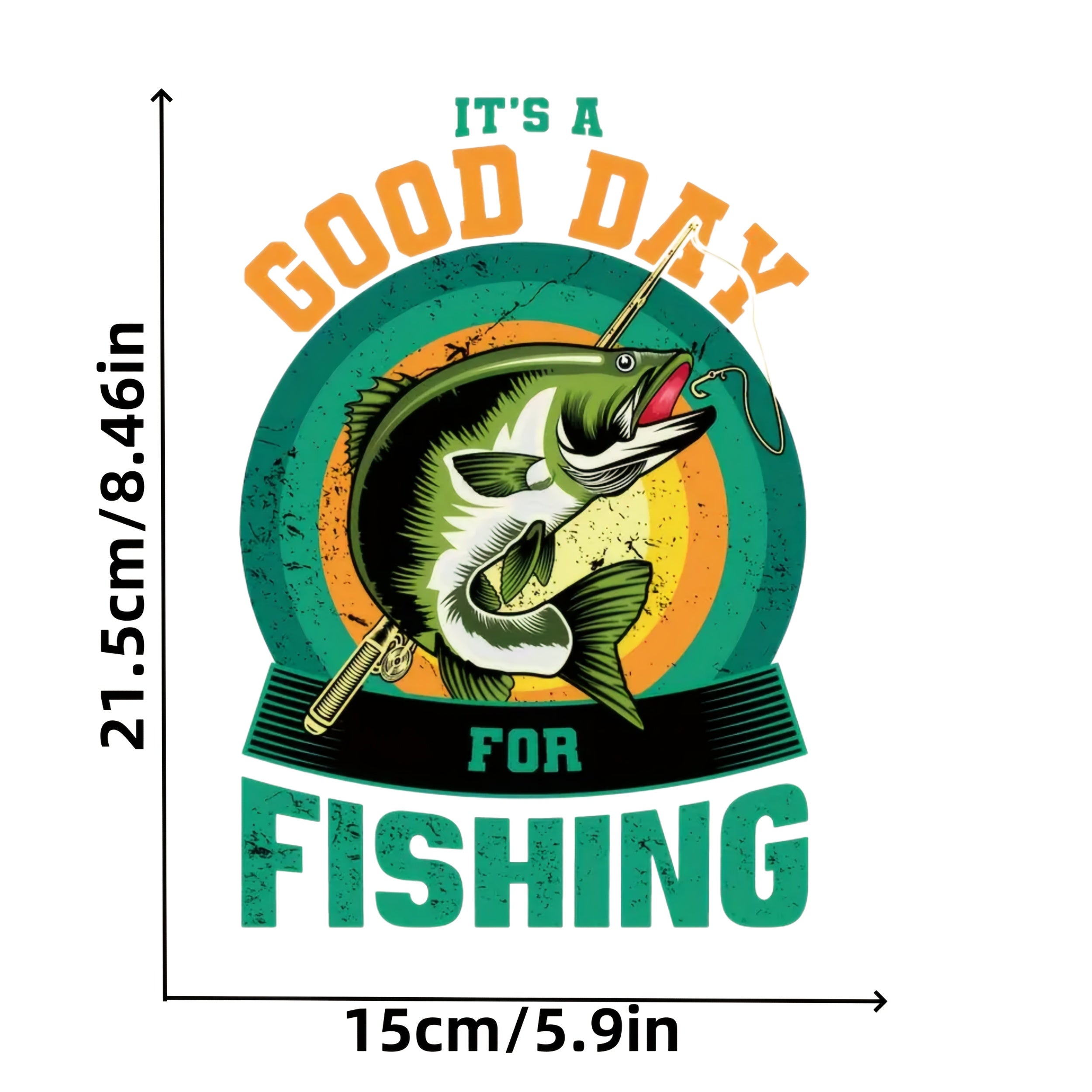 2pcs Fishing Themed Iron On Transfers Green & Yellow Fish Illustration x 4 13in
