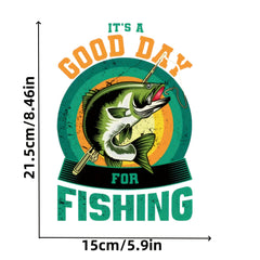 2pcs Fishing Themed Iron On Transfers Green & Yellow Fish Illustration x 4 13in