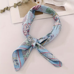 Butterfly Plant Flower Print Bandana Square Scarf Head Wrap Women Satin Necke