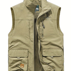 Men's Cargo Vest Outdoor Fishing Zip Up Spring Summer