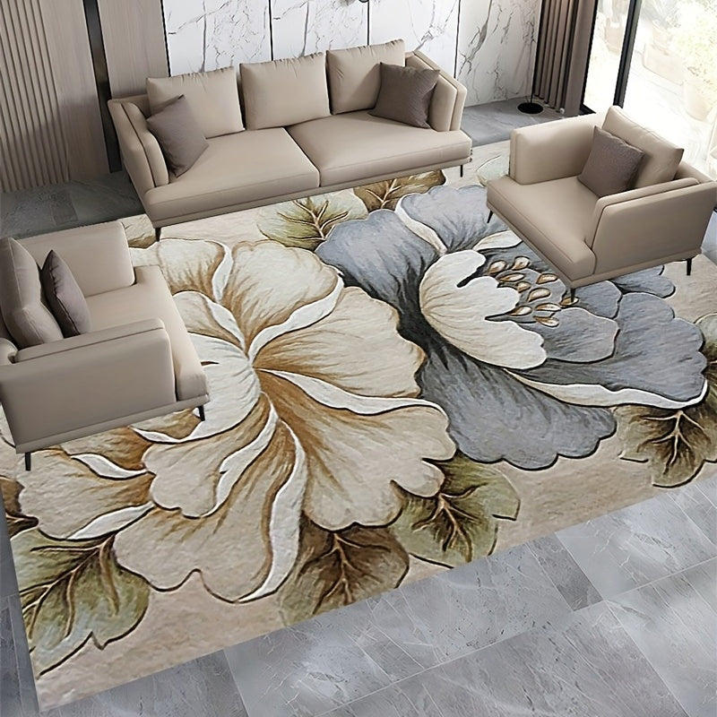 Waterproof Anti Skid Flower Area Rug Soft Easy to Maintain