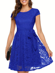 Floral Lace Bridesmaid Dress Short Sleeve Dress Wedding Party