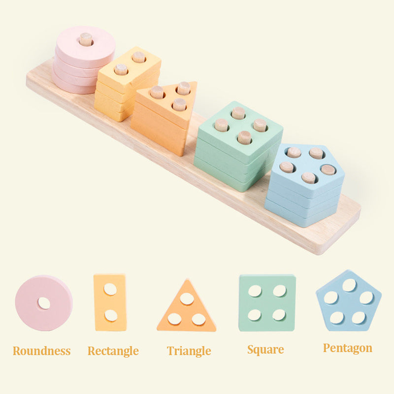 Montessori Geometric Shape Stacking Blocks Educational Toy