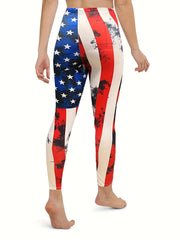 Flag Print Stretchy Skinny Leggings Women's Casual Clothing