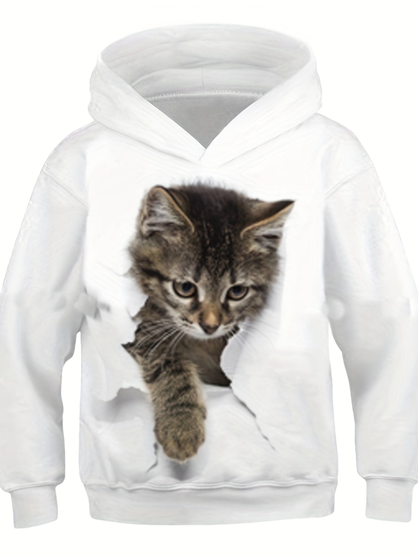 Spring Cat Print Hooded Sweatshirt Boy's Hoodie 3-14Y Kids