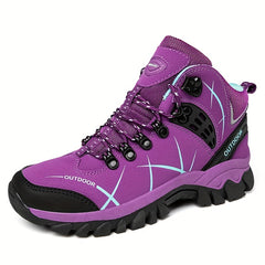 Women's Outdoor Hiking Boots Round Toe Lace Up Platform Shoes