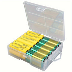 Compact PET Battery Organizer, Holds 24 AA AAA Batteries, Impact Resistant