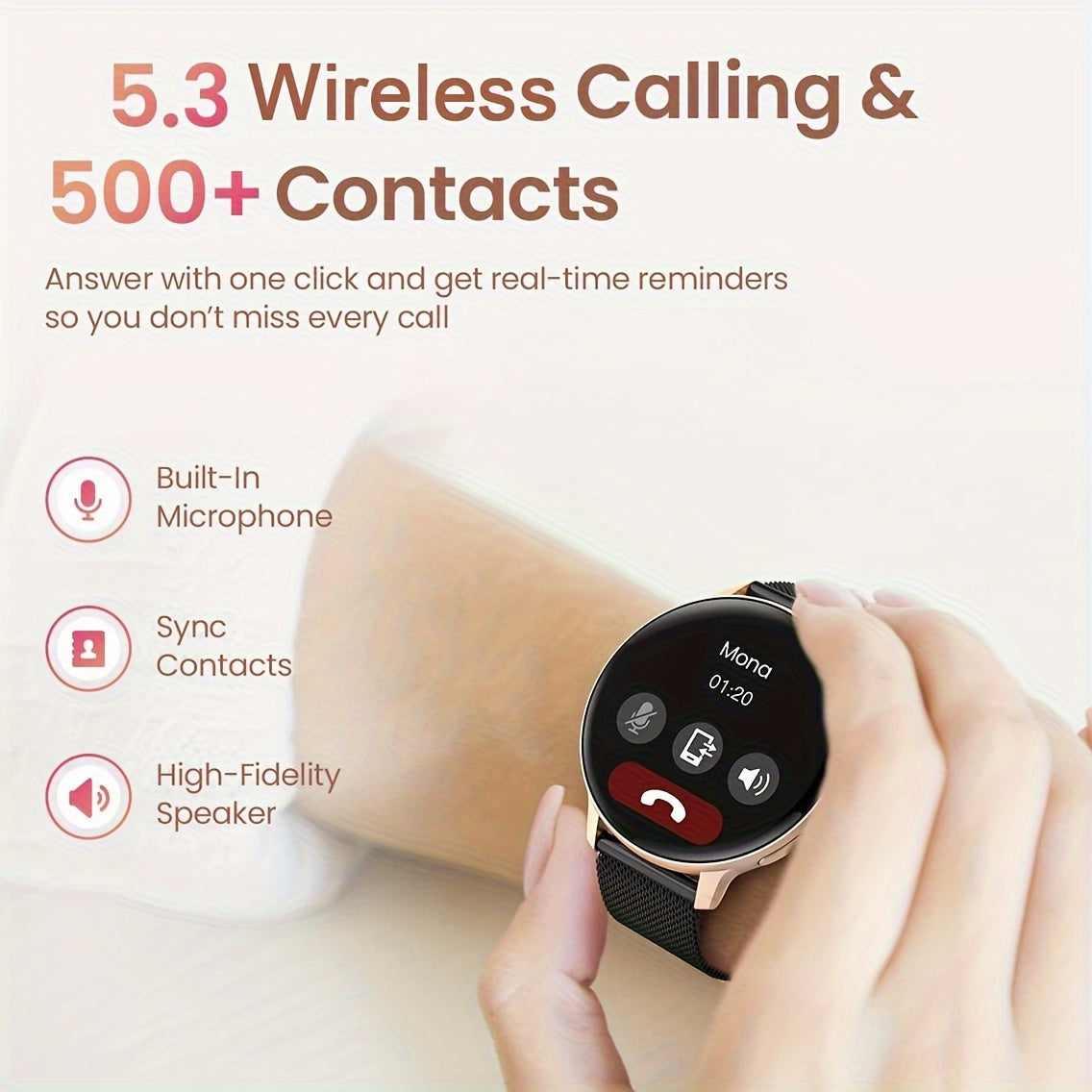 100 Sports Modes Smartwatch with Women's Health Features