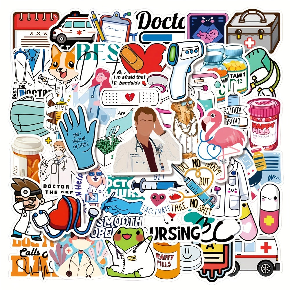 50Pcs Doctor Career Series Graffiti Stickers Waterproof Decorative Stickers