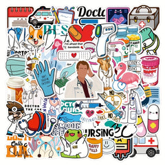 50Pcs Doctor Career Series Graffiti Stickers Waterproof Decorative Stickers