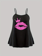Crown & Lip Print Cami Top