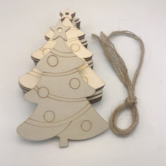 10pcs Christmas Tree Decoration DIY Wood Chips Blank Pendant