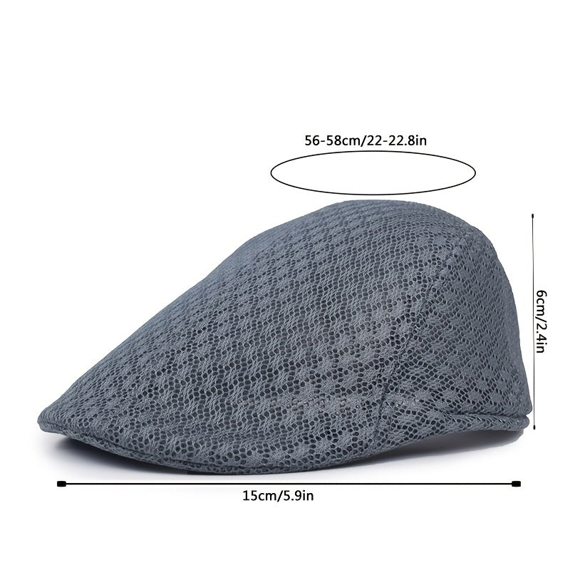Breathable Mesh Summer Hat Adjustable Newsboy Beret Ivy Cap Cabbie Flat Cap