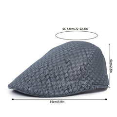 Breathable Mesh Summer Hat Adjustable Newsboy Beret Ivy Cap Cabbie Flat Cap