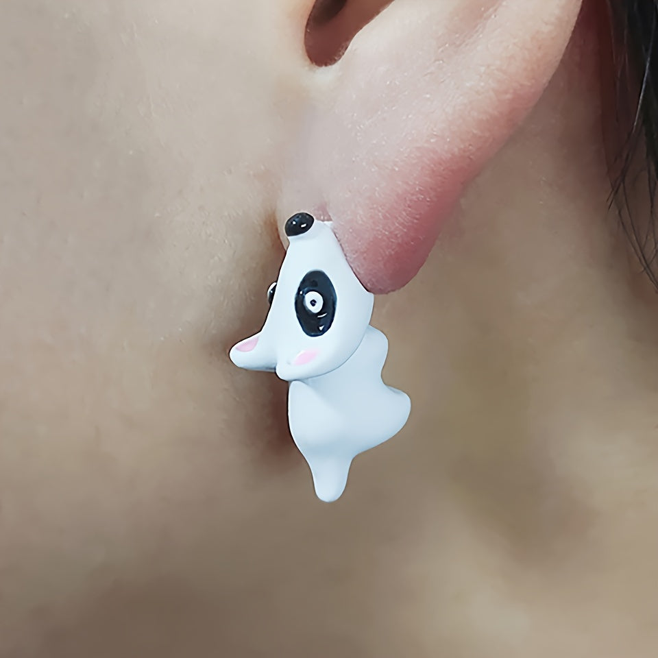 2pcs Small Animal Dinosaur Shark Resin Earrings Casual Jewelry