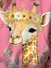 Giraffe Print Hoodies Girls Comfy Pocket Pullover Kids Clothes Gift Christmas