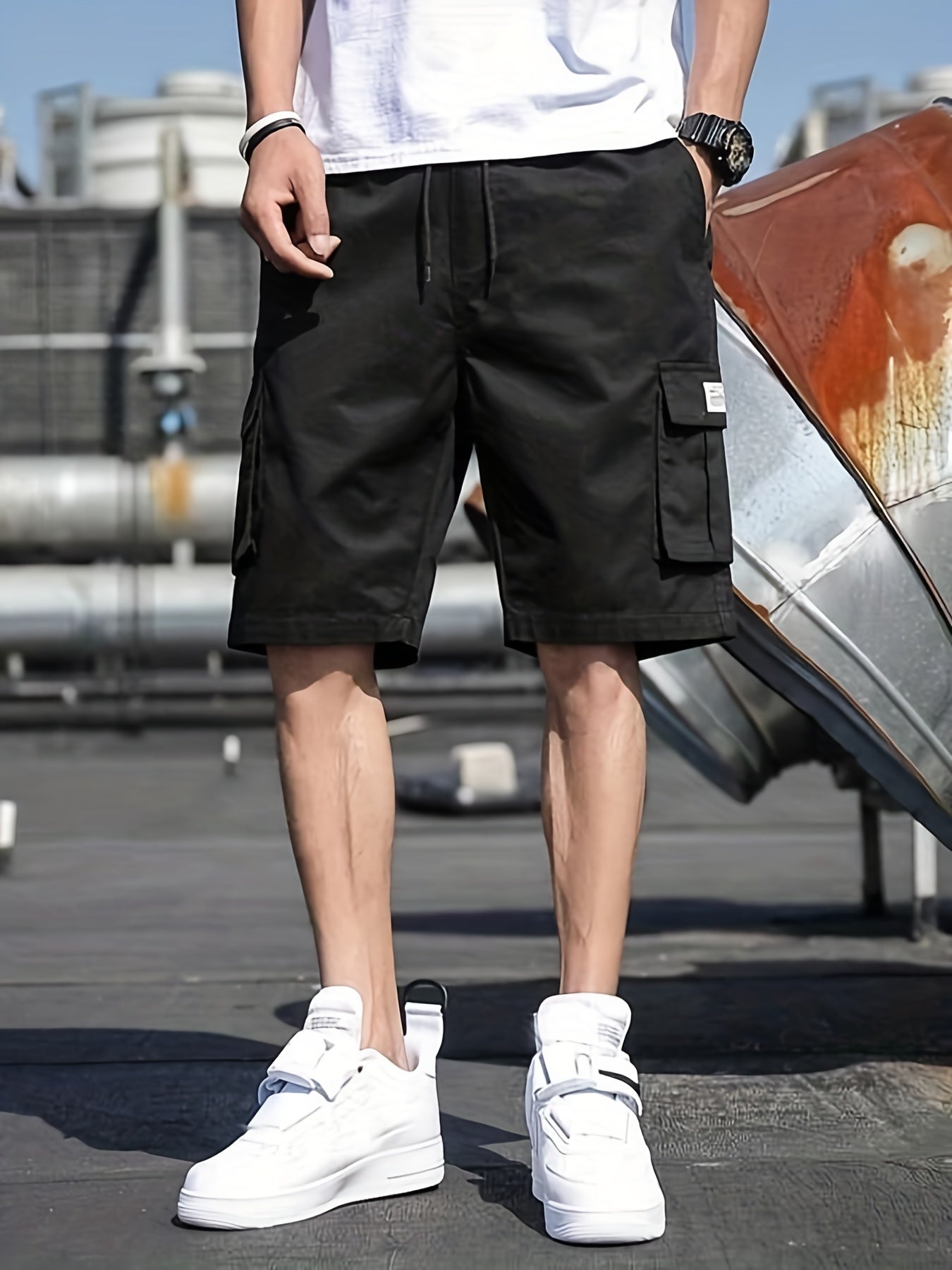 Men's Casual Cargo Shorts Outdoor Summer Drawstring Waist Pocket