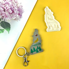 Wolf Keychain Epoxy Resin Mold Silicone Mold With Hole DIY