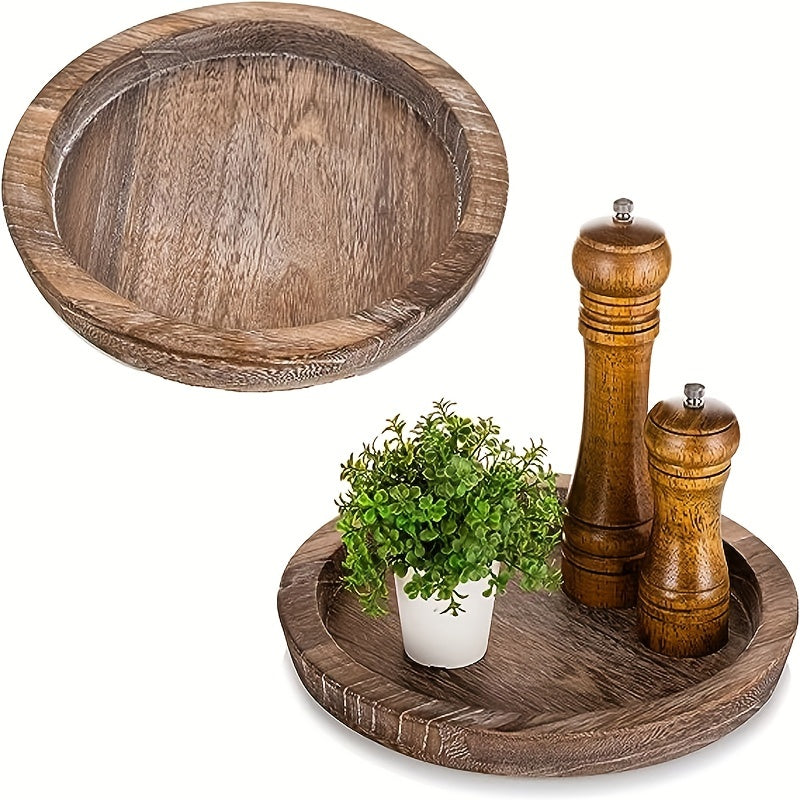 2pcs Wooden Serving Tray Decorative Centerpiece Holder Trays Kitchen Count