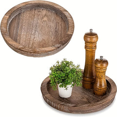 2pcs Wooden Serving Tray Decorative Centerpiece Holder Trays Kitchen Count