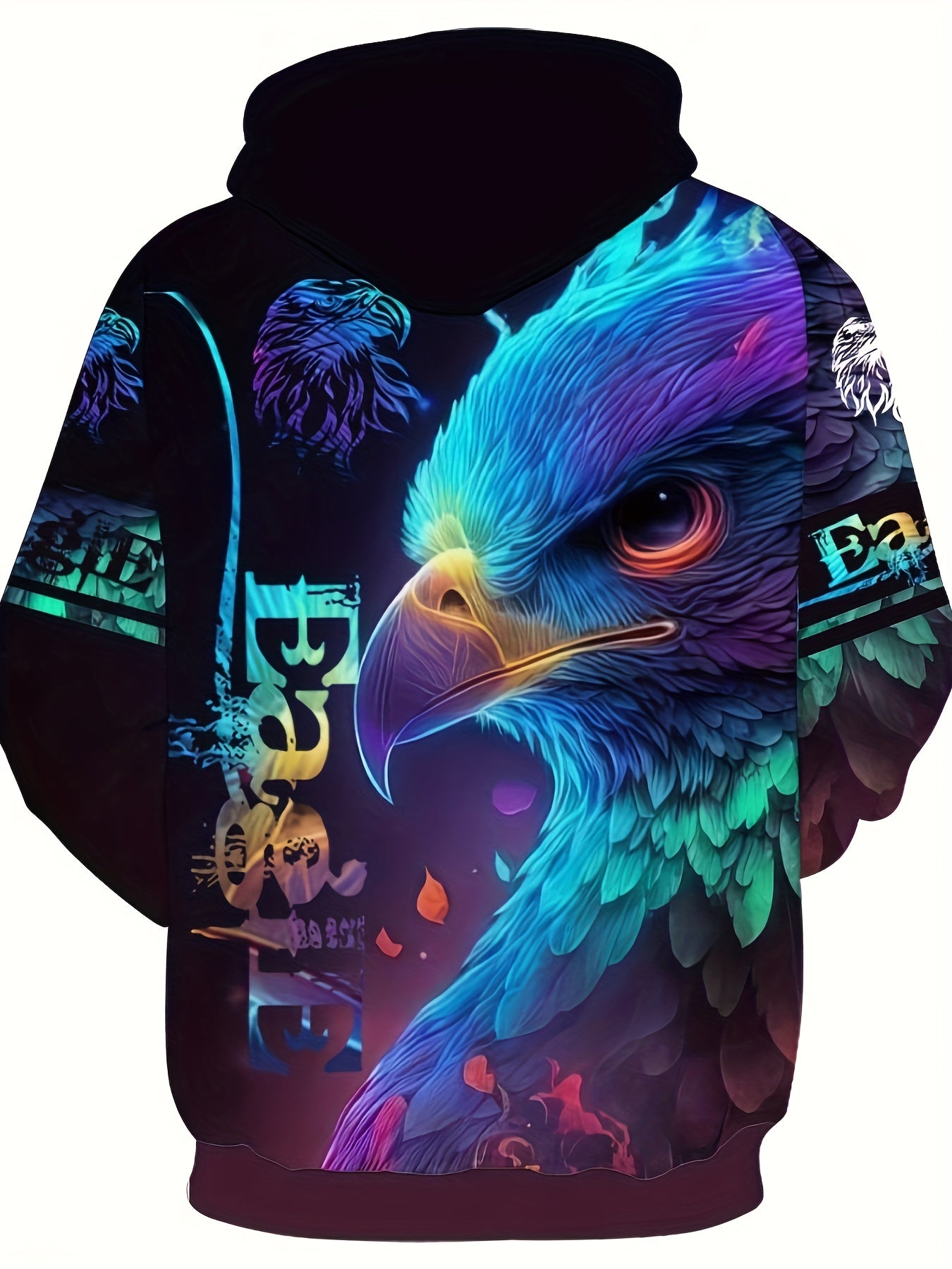 Colorful Eagle 3D Print Hoodie - Men's Graphic Hooded Pullover