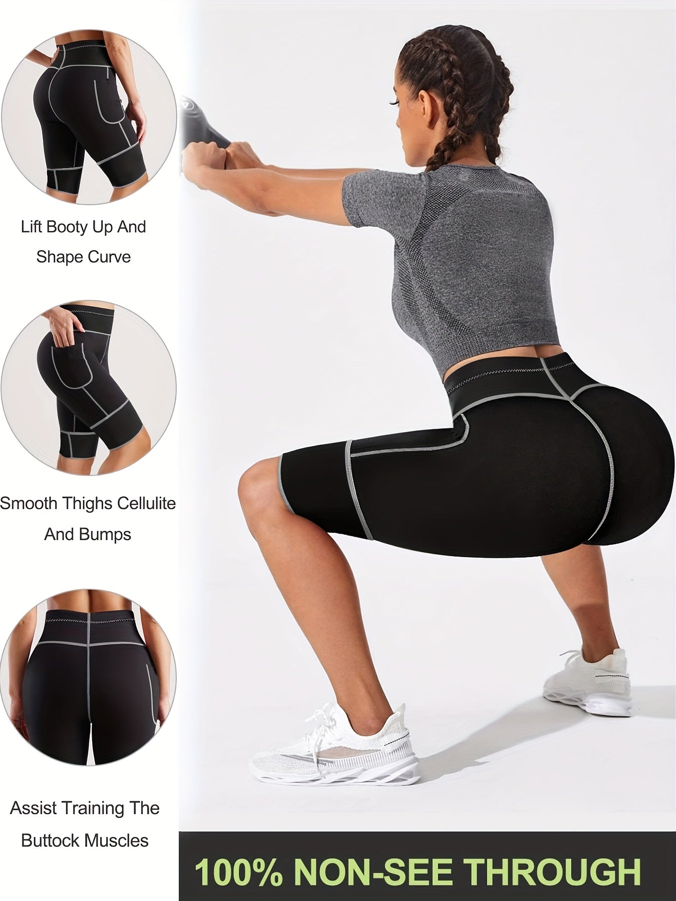 Moisture Wicking Sports Shorts Side Pockets Sweat Sauna Yoga Fitness