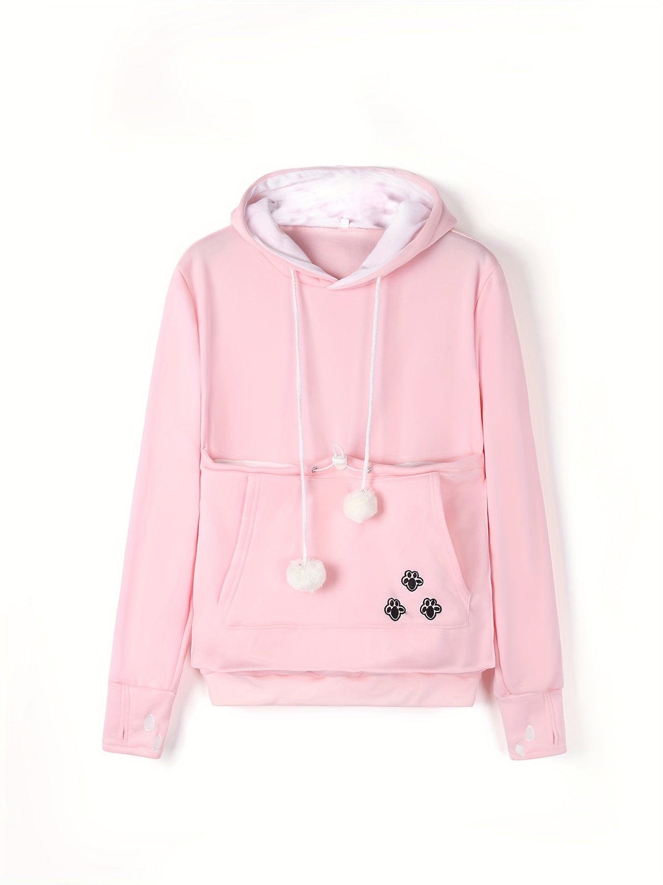 Cat Paw Pattern Pocket Hoodie Long Sleeve Hoodies