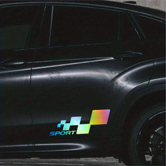 2pcs Reflective Racing Lattice Car Stickers. Square Graphic Design