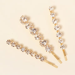 Crystal Bridal Bobby Pins Silvery Wedding Hair Pins 3pcs
