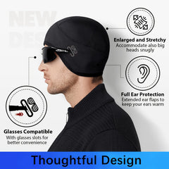 Skull Cap Sweat Wicking Helmet Liner with Ear Covers for Riding Cycling Running