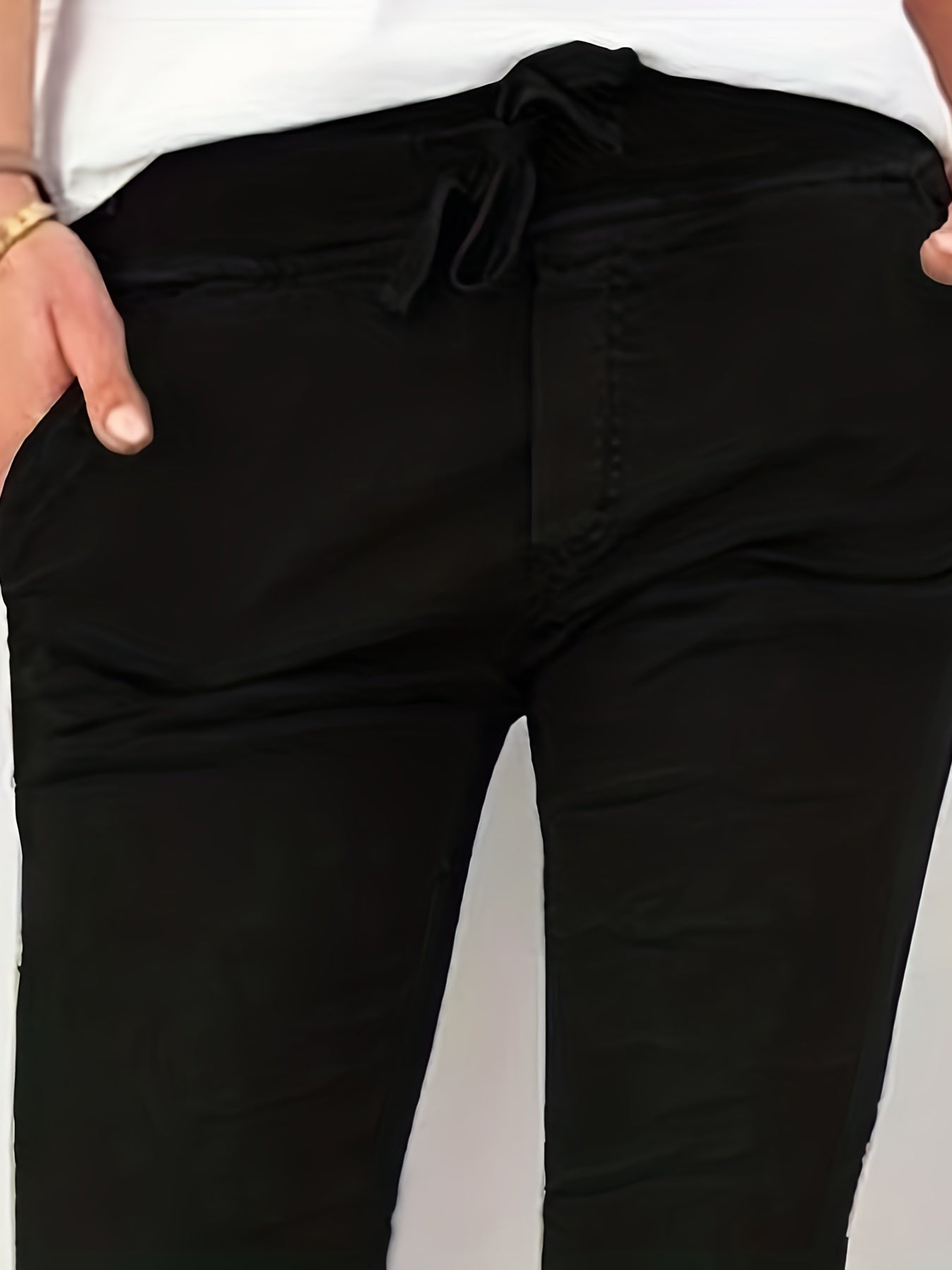 Drawstring Long Length Pants Casual Solid Pants With Pockets
