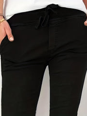 Drawstring Long Length Pants Casual Solid Pants With Pockets