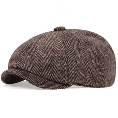 Men's Striped Newsboy Cap Classic Beret Hat
